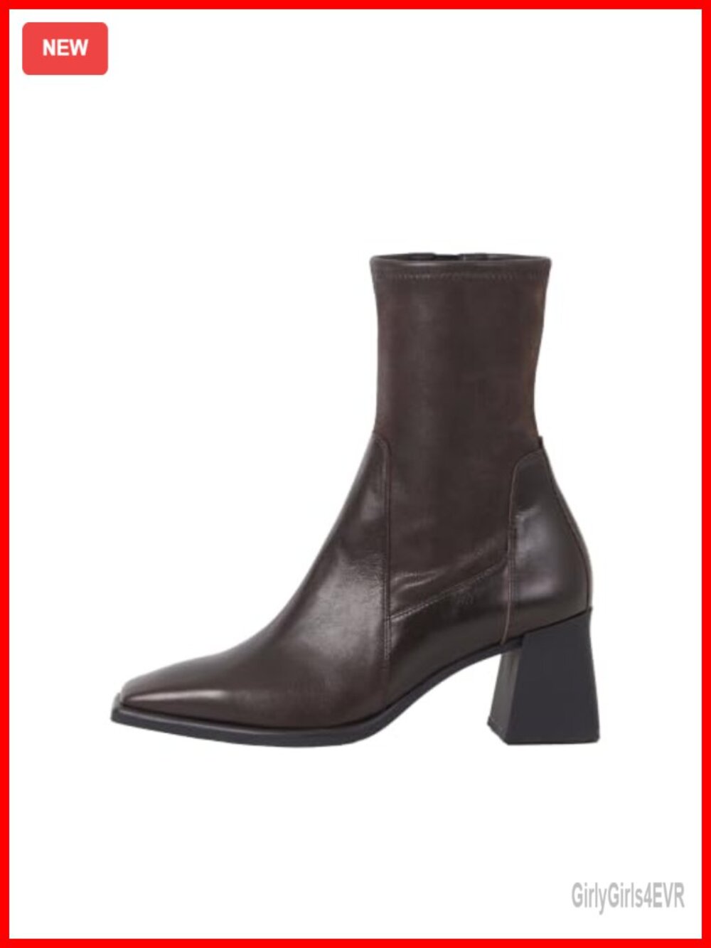Square Toe Ankle Boots Cap Toe Block Heel Side Zip Leather Womens 2.76in